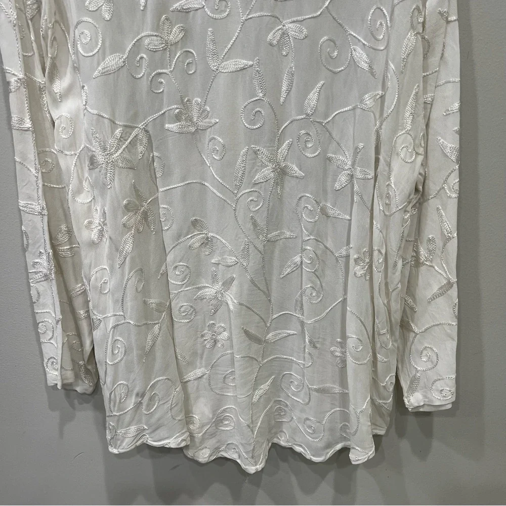 Soft Sorroundings Embroidered Button Down Top Women’s Size Large